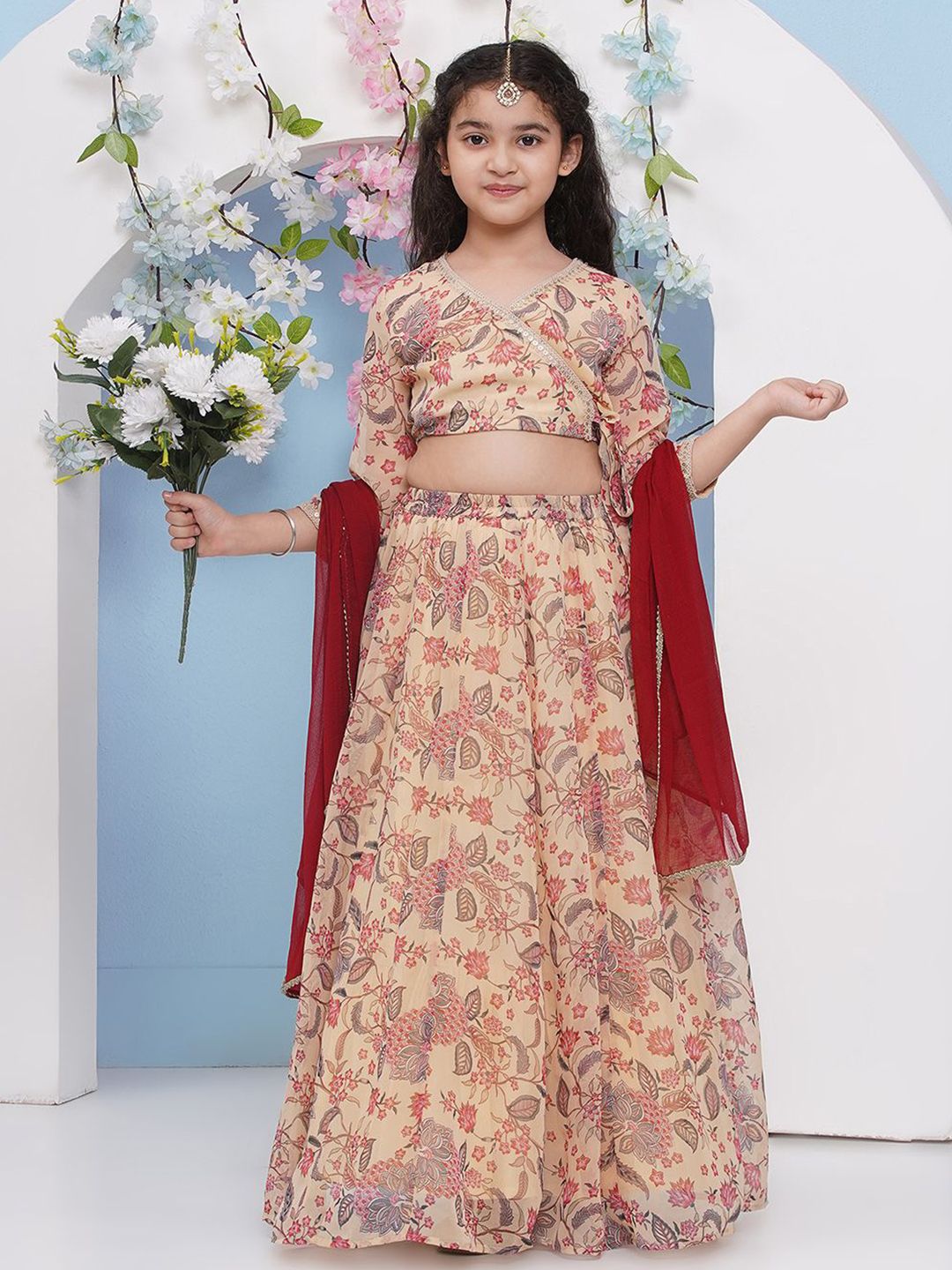 Bitiya by Bhama Girls Printed Ready to Wear Lehenga & Blouse With Dupatta