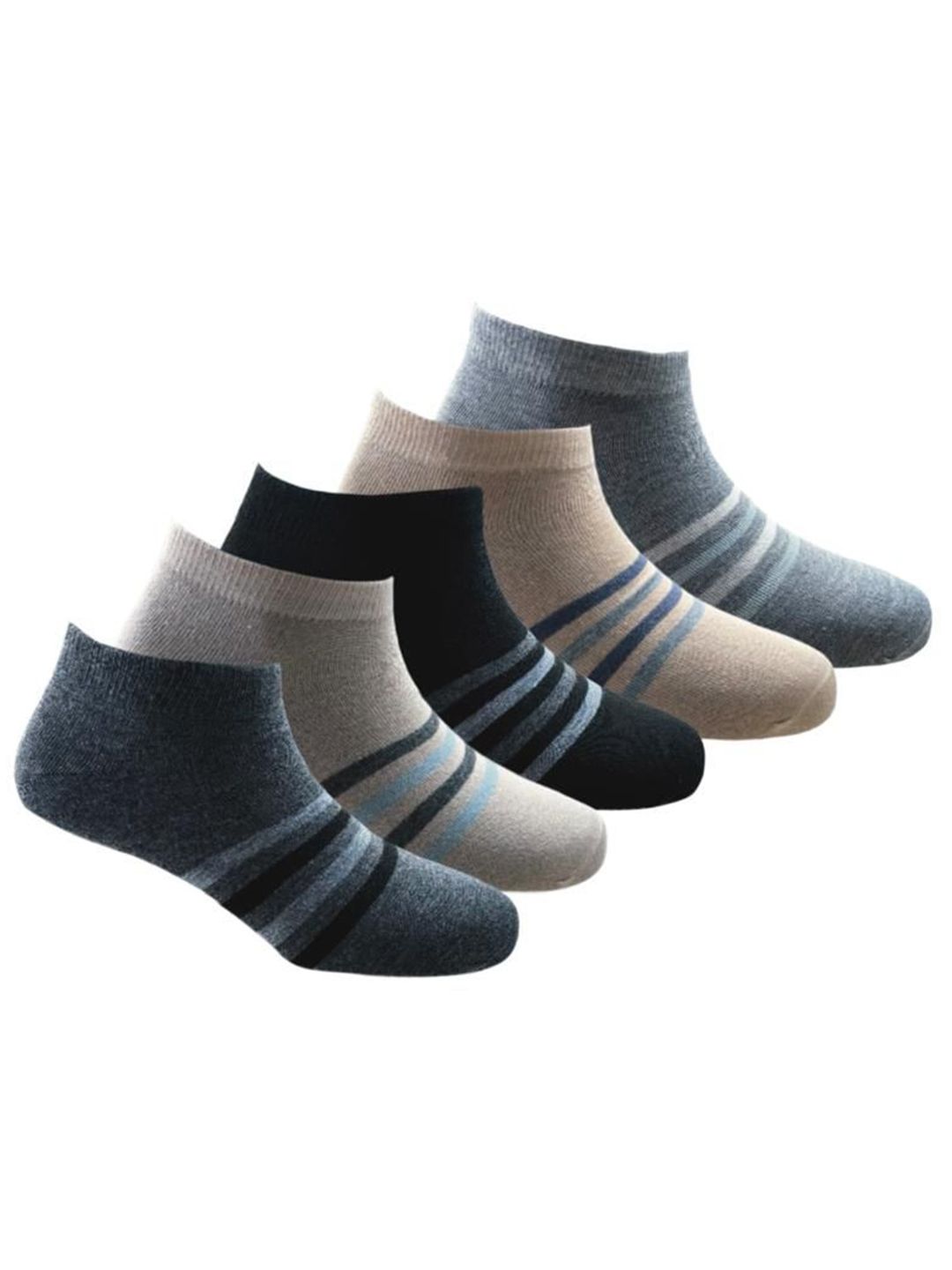 The Roadster Lifestyle Co Unisex Pack Of 5 Striped Ankle-Length Socks