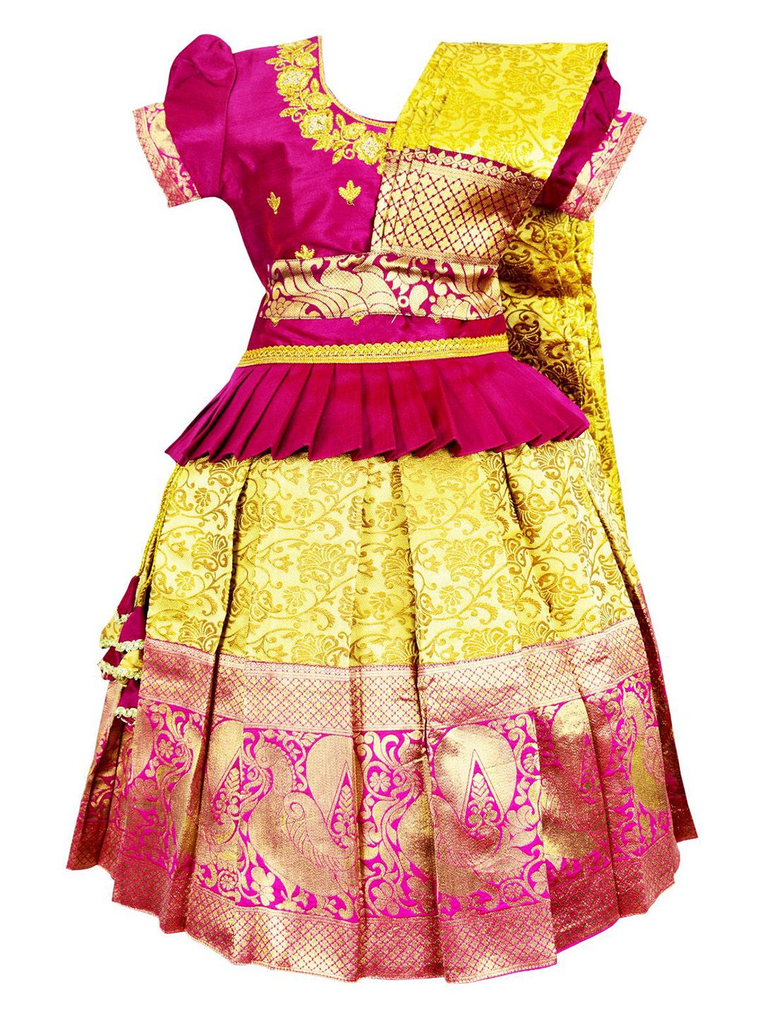AMIRTHA FASHION Girls Embroidered Thread Work Ready to Wear Lehenga & Choli With Dupatta