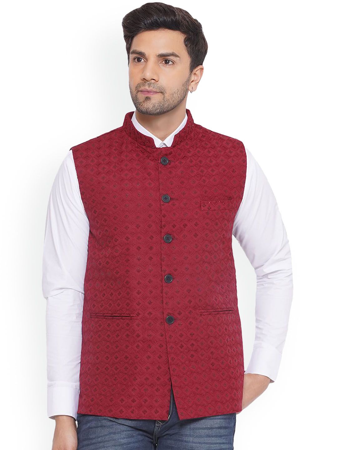 VEERA PARIDHAAN Embroidered Woven Nehru Jacket