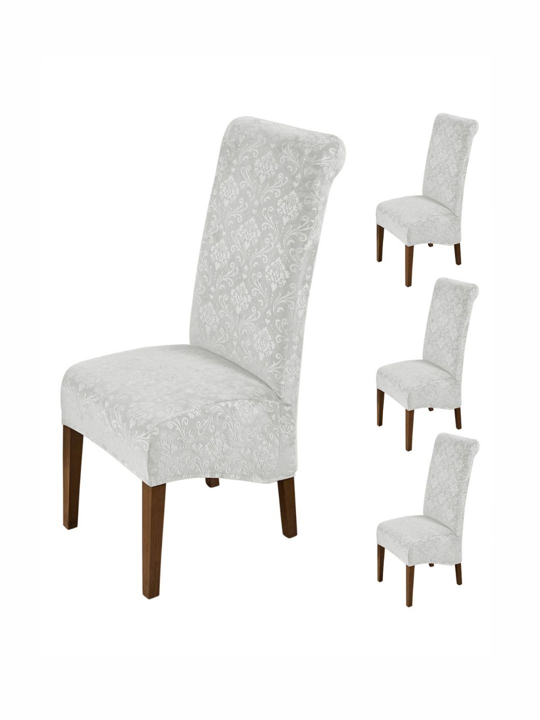 HOKIPO Grey 4 Pieces Stretchable Long Back Chair Covers