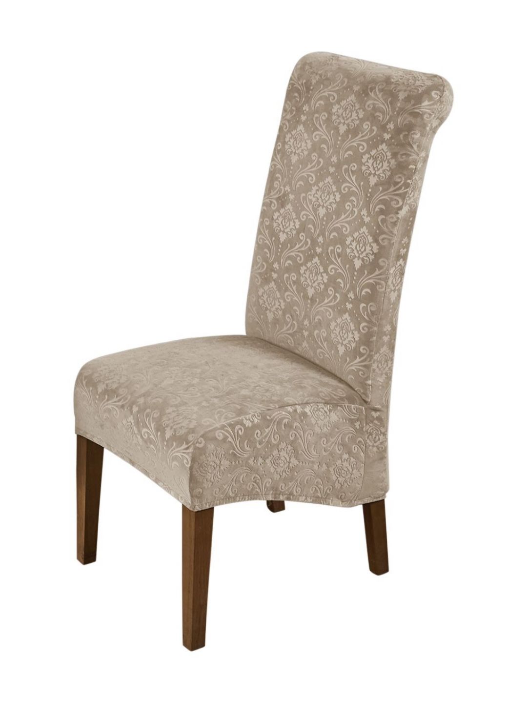 HOKIPO Camel Brown Stretchable Velvet Long Back Chair Covers