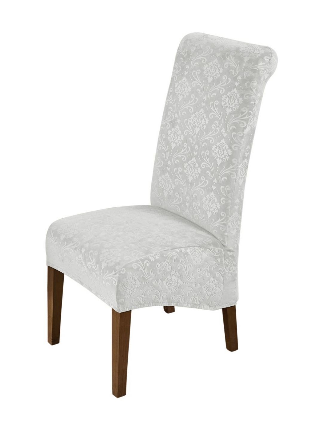 HOKIPO Grey Stretchable Velvet Long Back Chair Covers