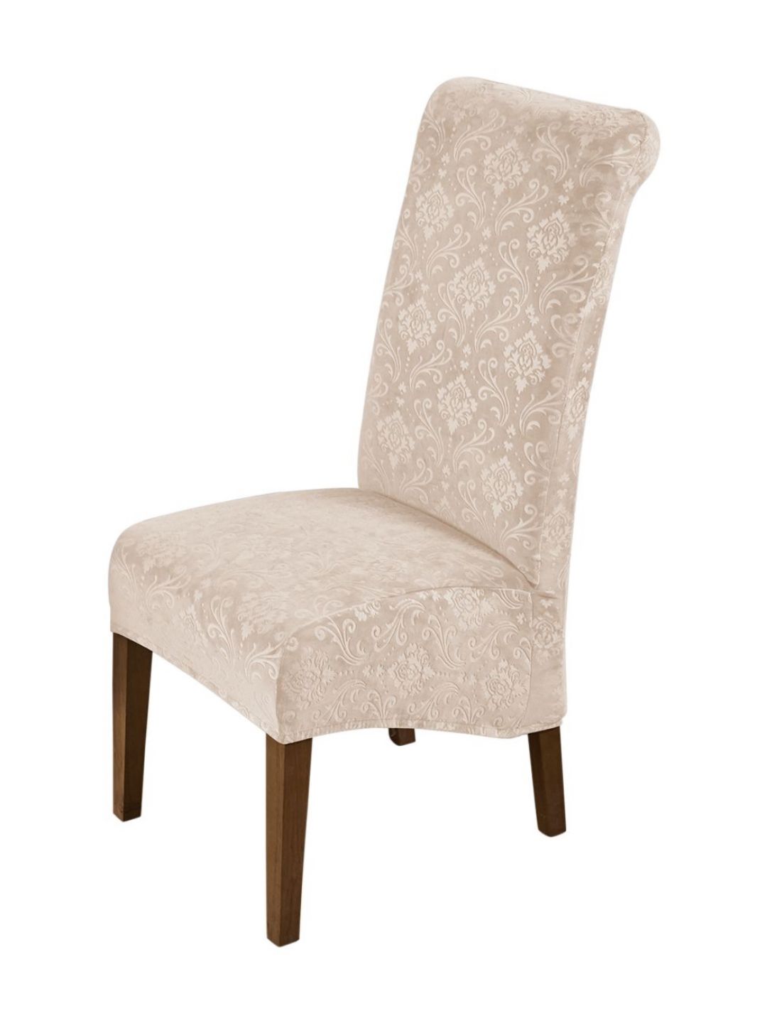 HOKIPO Camel Brown Stretchable Velvet Long Back Chair Covers