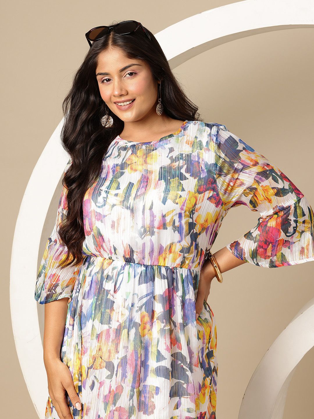 Buy Sztori Plus Size Floral Print Puff Sleeves A-Line Mini Dress - Dresses  for Women 30290737 | Myntra