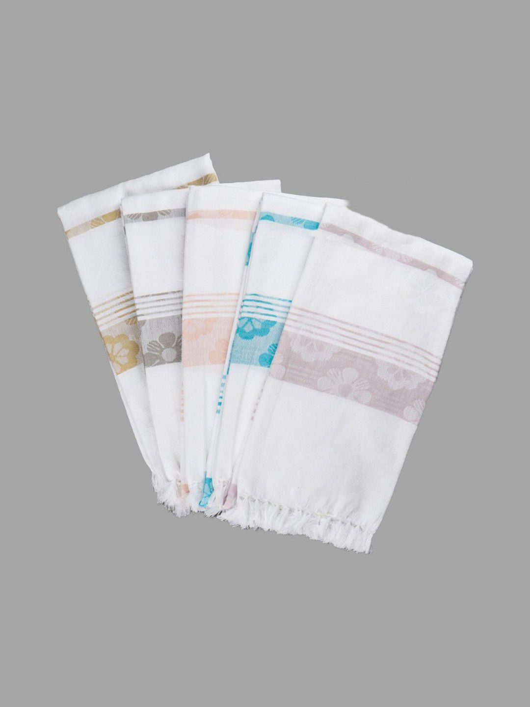 Ramraj Pure Cotton Pack of 4 floral 180 GSM Bath Towel