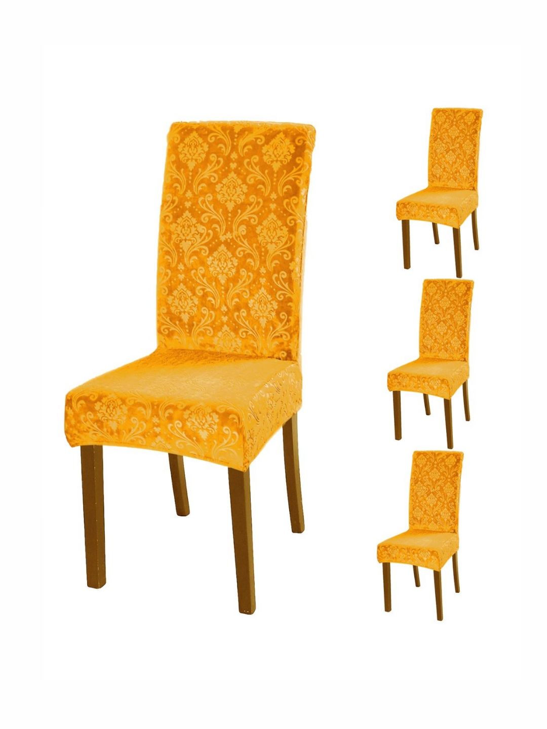 HOKIPO Yellow 4-Piece Stretchable Chair Covers
