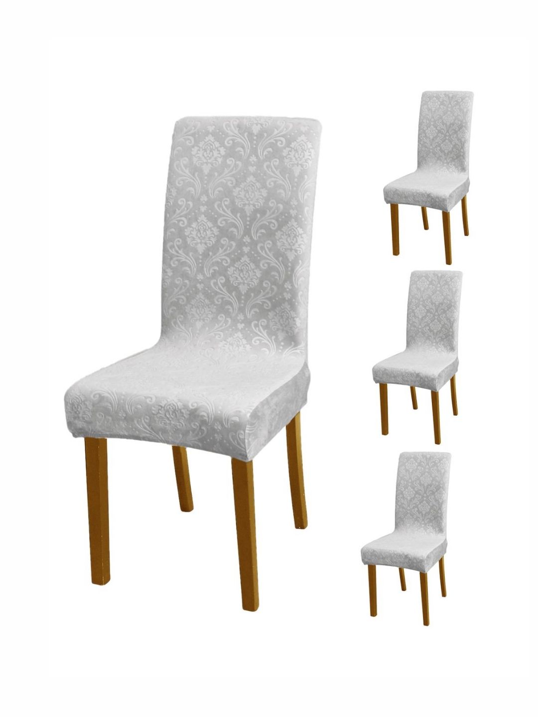 HOKIPO Grey 4 Pieces 200 GSM Stretchable Velvet Chair Covers