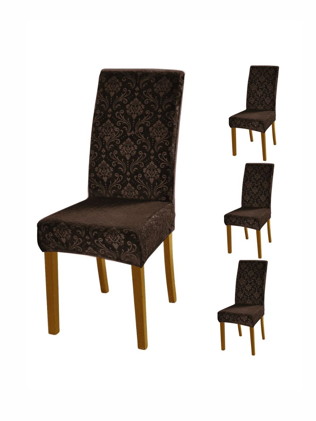 HOKIPO Brown 4 Pieces 200GSM Stretchable Chair Covers
