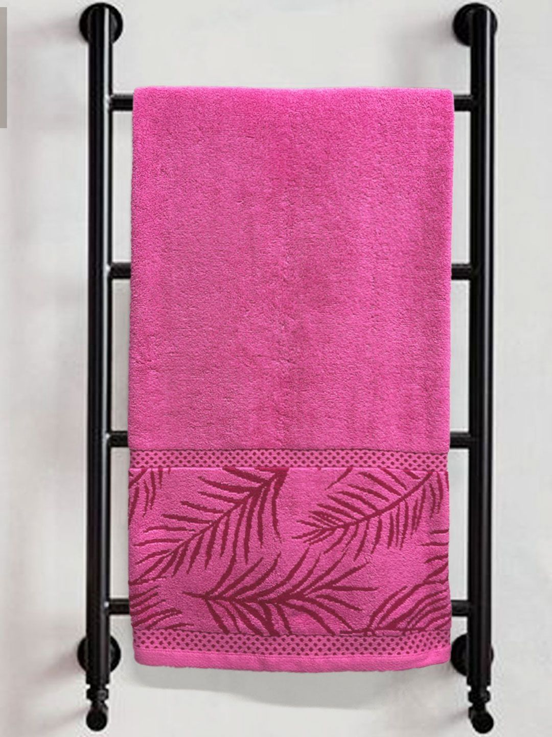 Myntra Elegant Homes Pink & Red Printed Pure Cotton 380 GSM Bath Towel