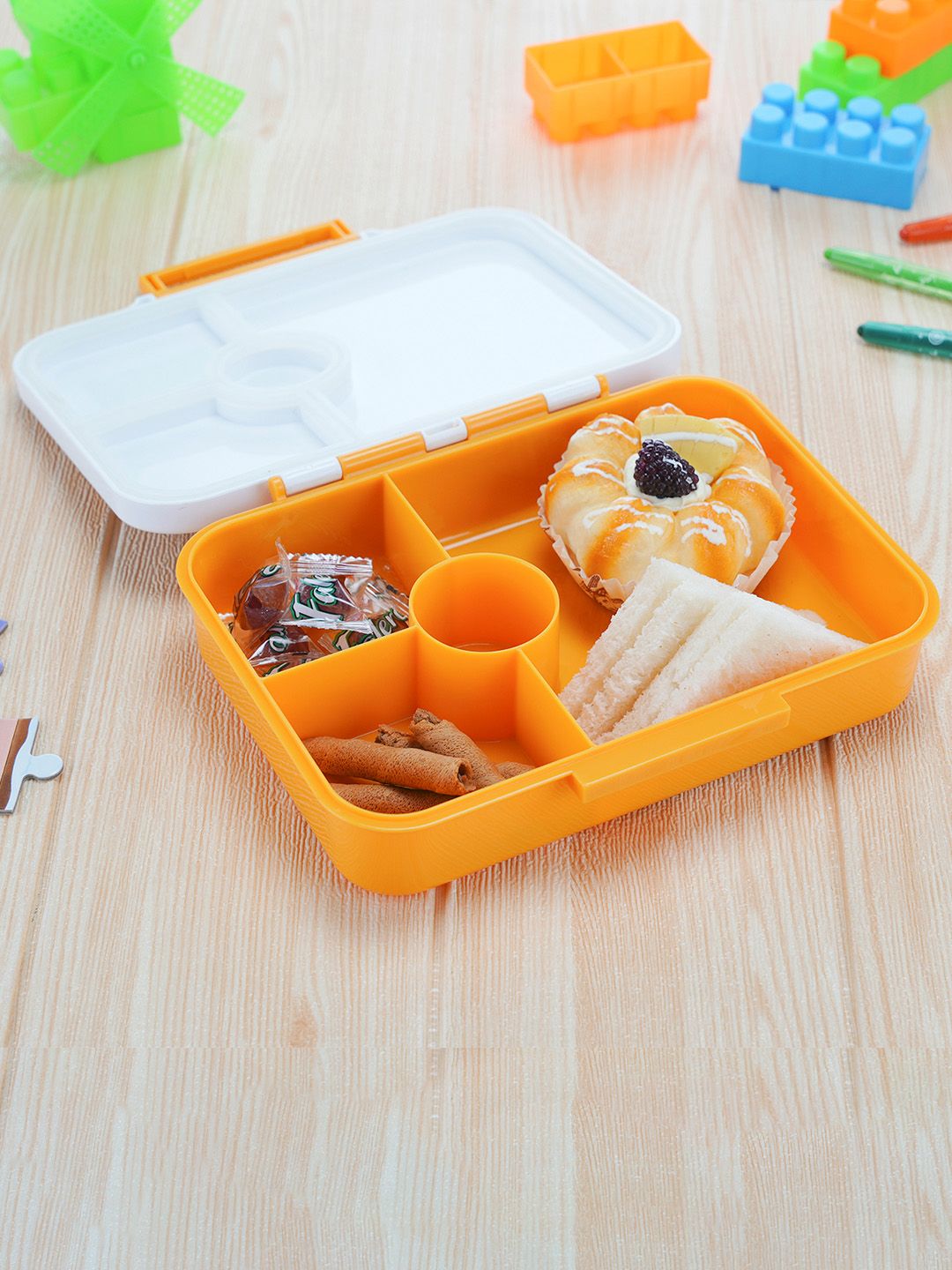 Buy Nayasa Single Bento Yellow Animal Print Plastic 4 Compartment