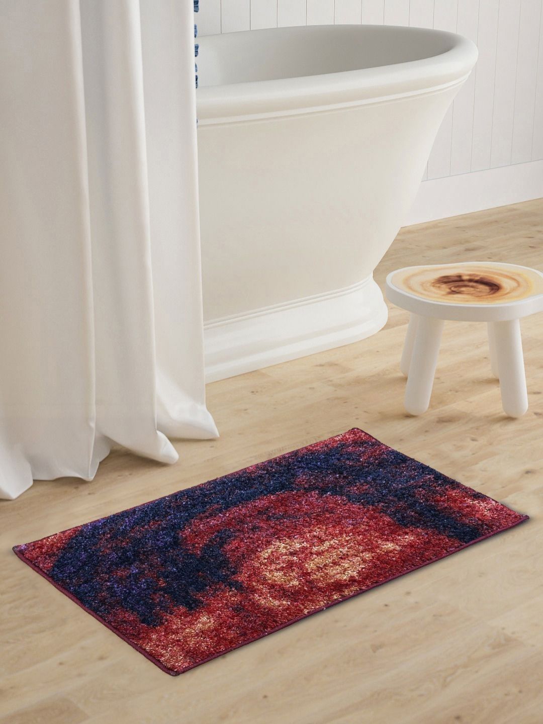 BIANCA Red & Blue Printed 1600 GSM Anti-skid Bath Rugs