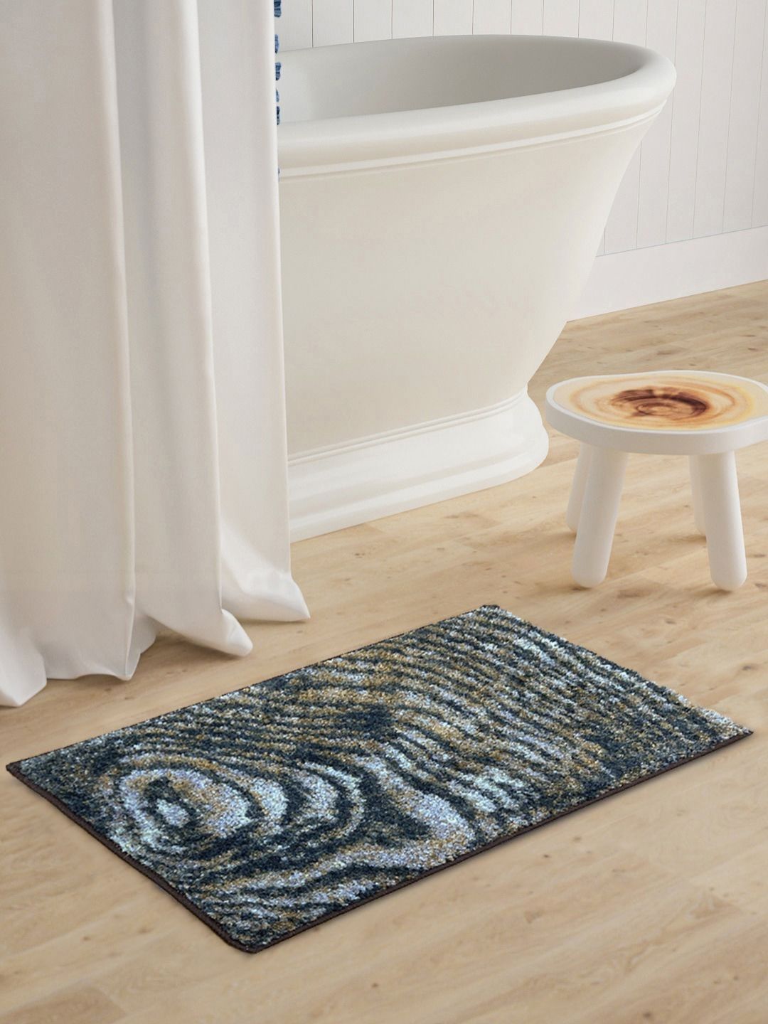 BIANCA Grey & Brown Printed 1600 GSM Anti-skid Bath Rugs