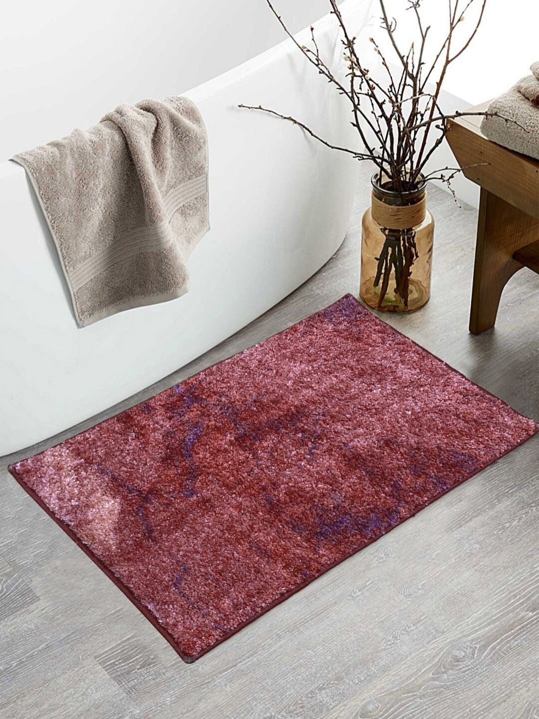 BIANCA Red & Pink Printed 1600 GSM Anti-Skid Bath Rugs