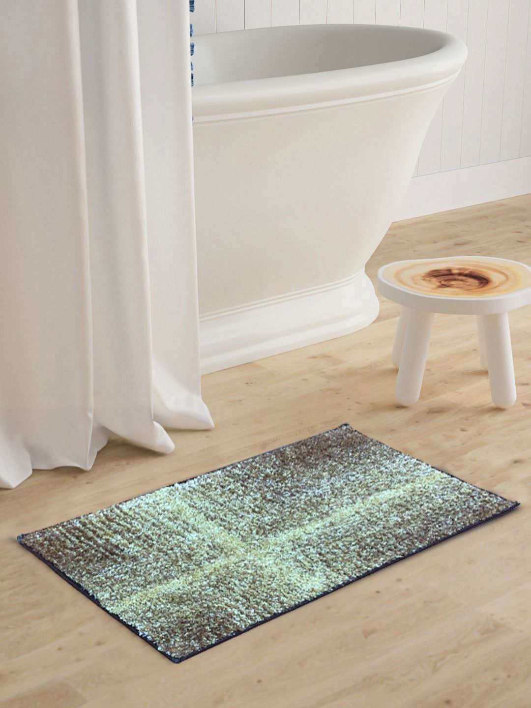 BIANCA Khaki & Brown Printed 1600 GSM Anti-Skid Bath Rugs