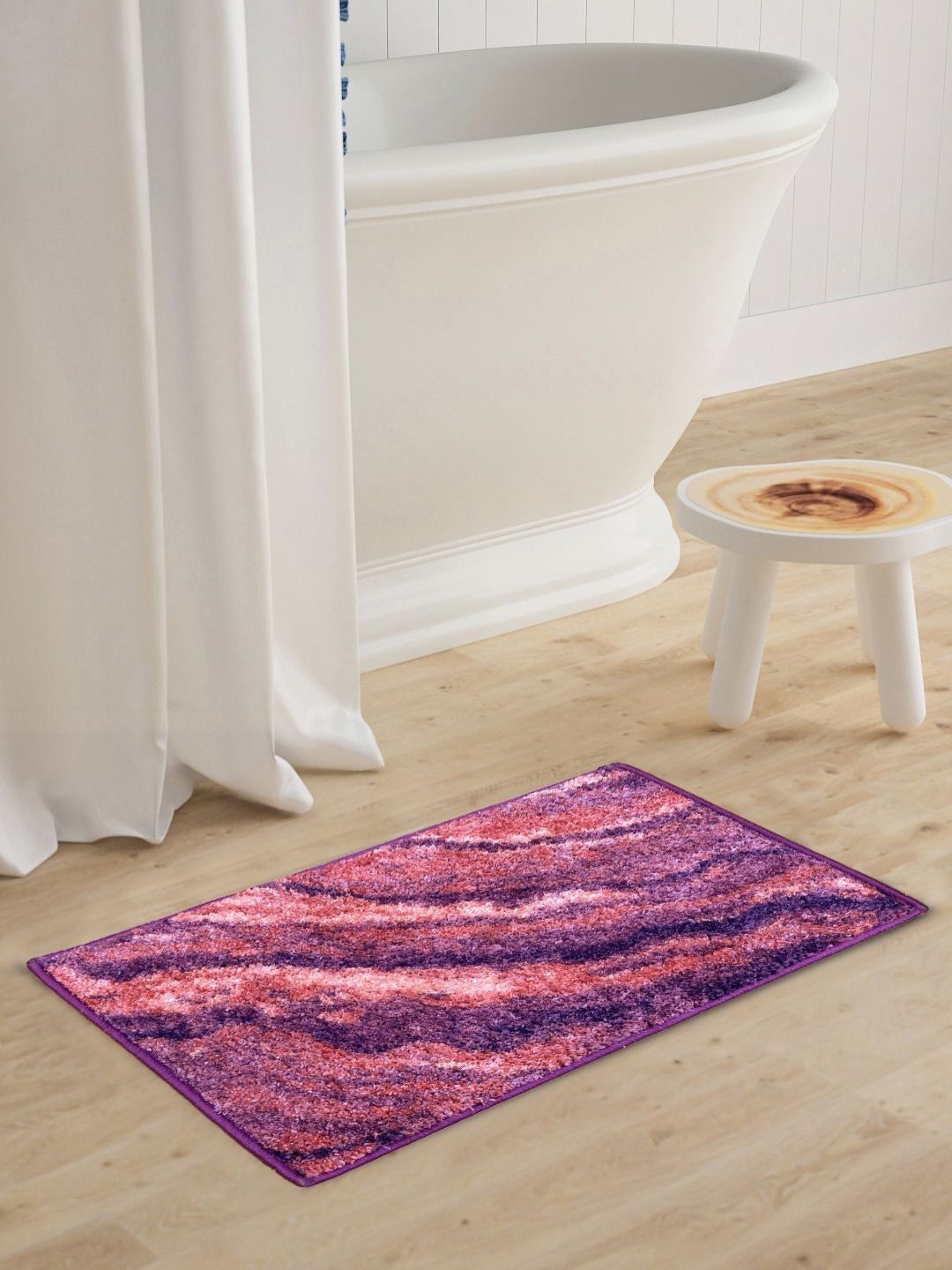 BIANCA Brown & Purple Printed 1600 GSM Anti Slip Bath Mat