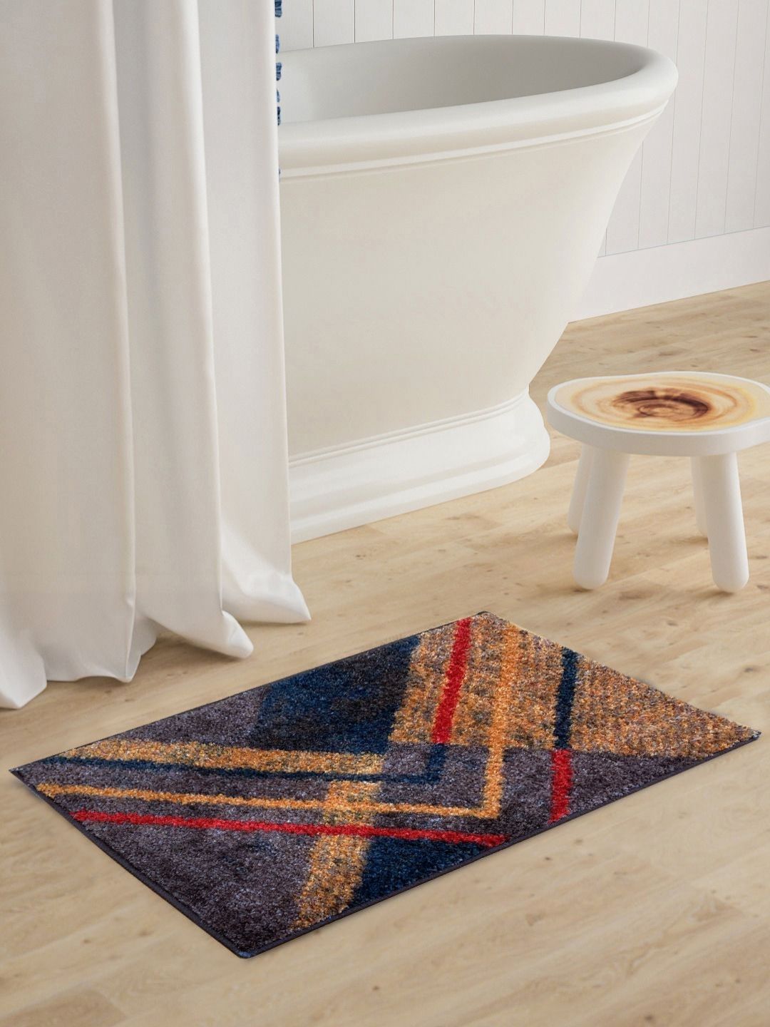 BIANCA Brown & Red Printed 1600 GSM Anti-Skid Bath Rugs