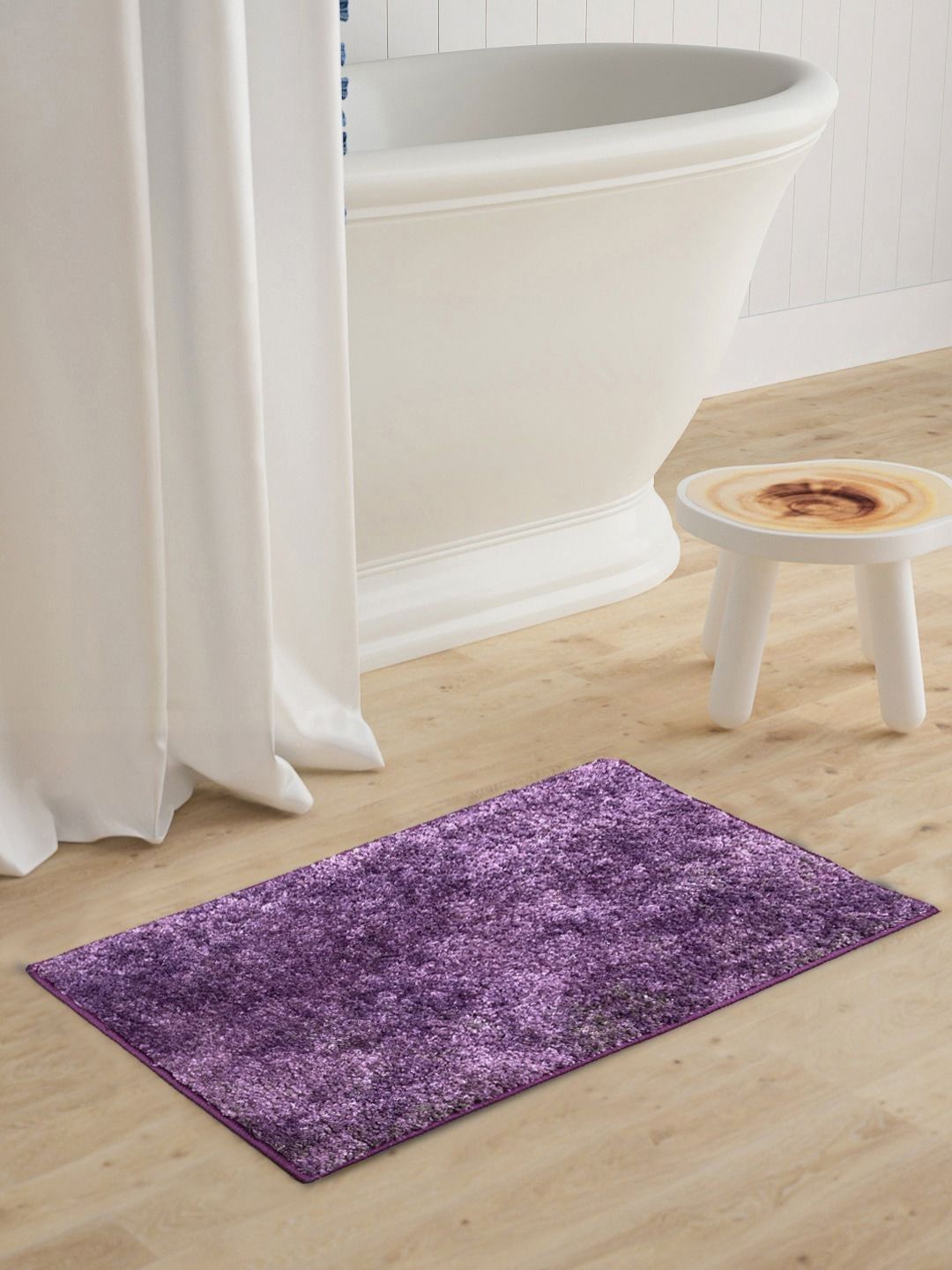 BIANCA Purple Printed 1600 GSM Anti-Skid Bath Rugs