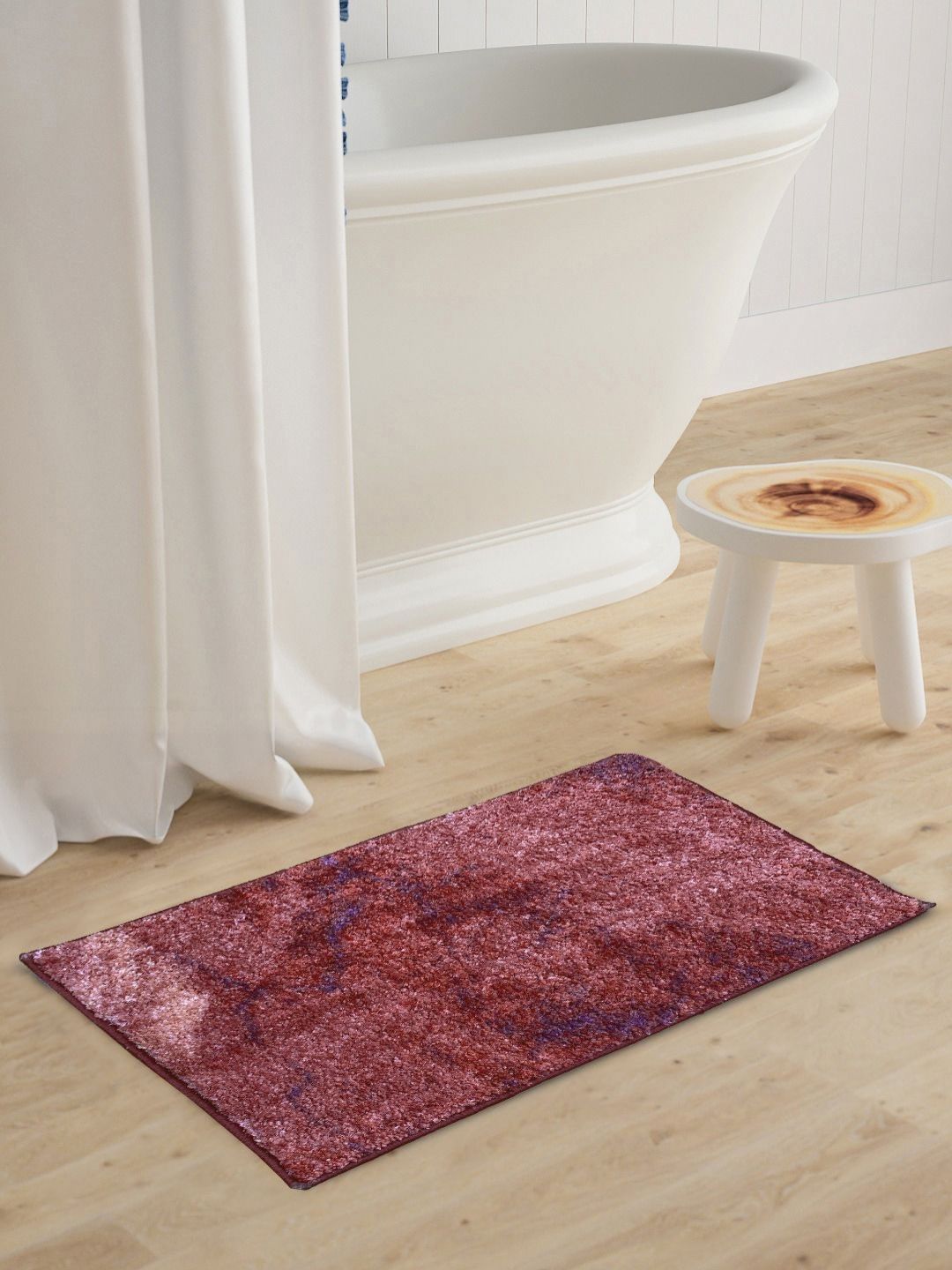 BIANCA Pink & Red Printed 1600 GSM Anti-Skid Bath Rugs