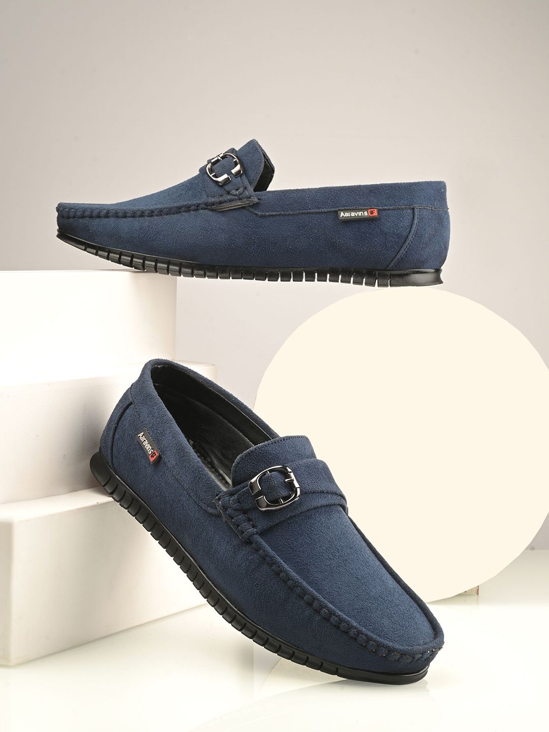 AARAVIN'S Men Suede Square Toe Loafers