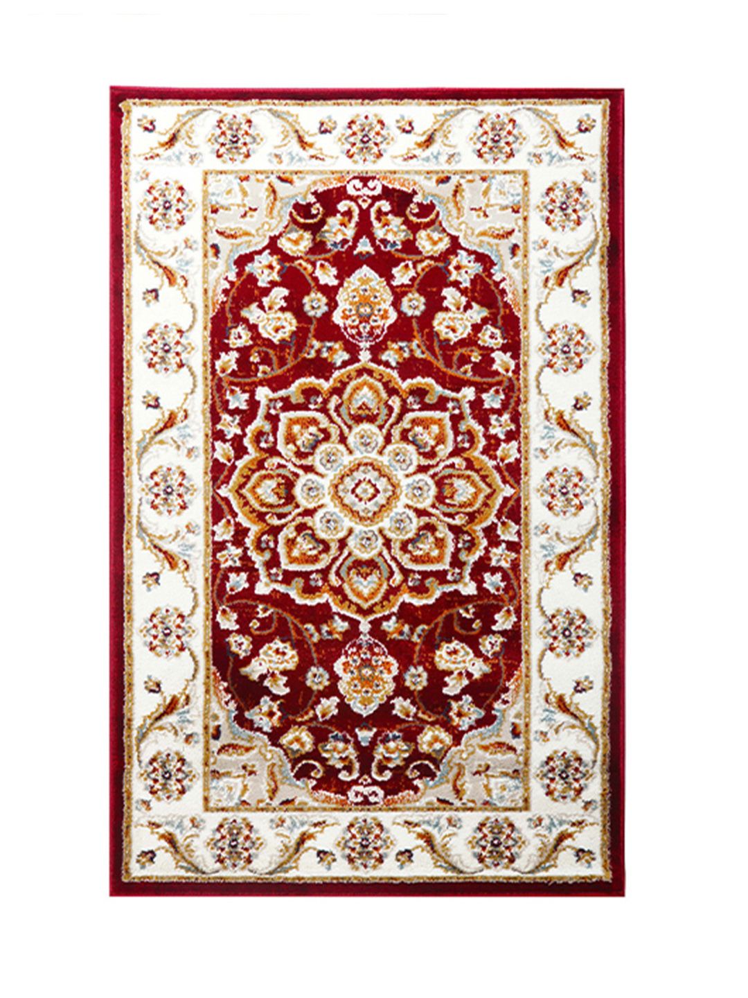Sapana Carpet-Mats Sapana Carpet-Mats Maroon & Cream Floral Traditional Anti-Skid Carpet