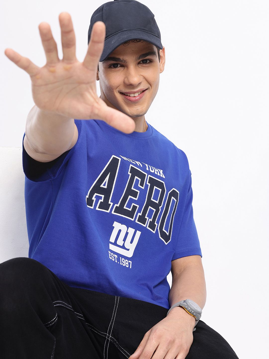 Aeropostale Aeropostale Brand Logo Embroidered Relaxed Fit Pure Cotton T-shirt