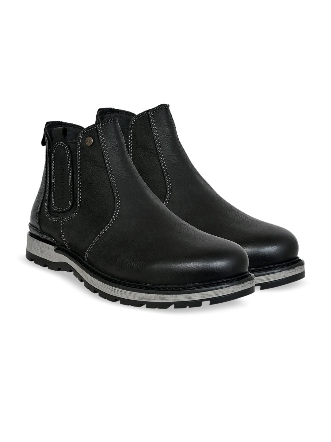 Buy HX London Men Leather Formal Round Toe Mid Top Lace-Up Chelsea
