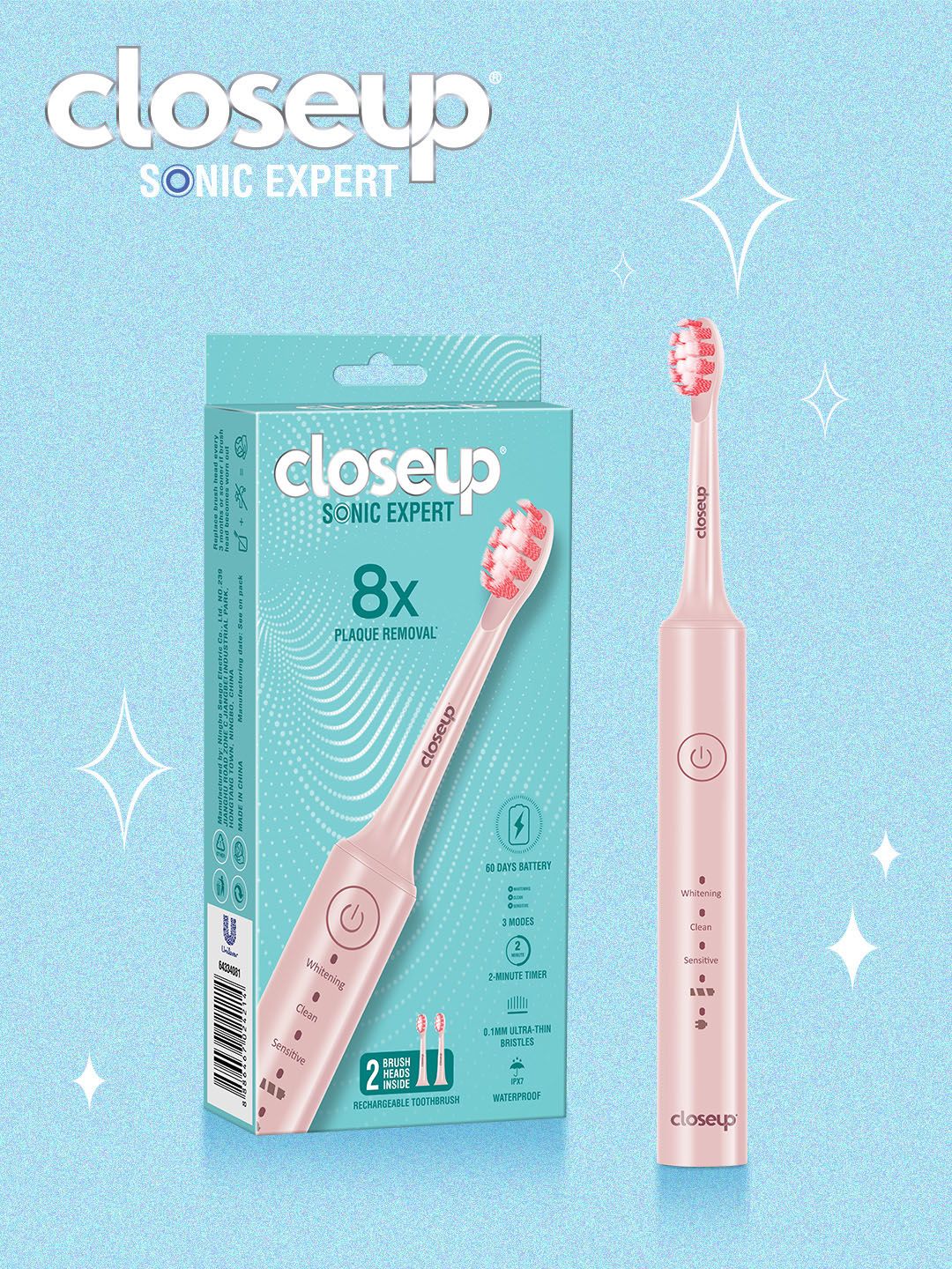 Buy Closeup Sonic Expert 8x Plaque Removal Electric Toothbrush & 2