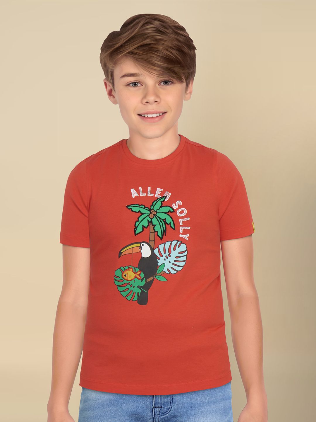 Allen Solly Junior Boys Graphic Printed Round Neck Cotton T-shirt