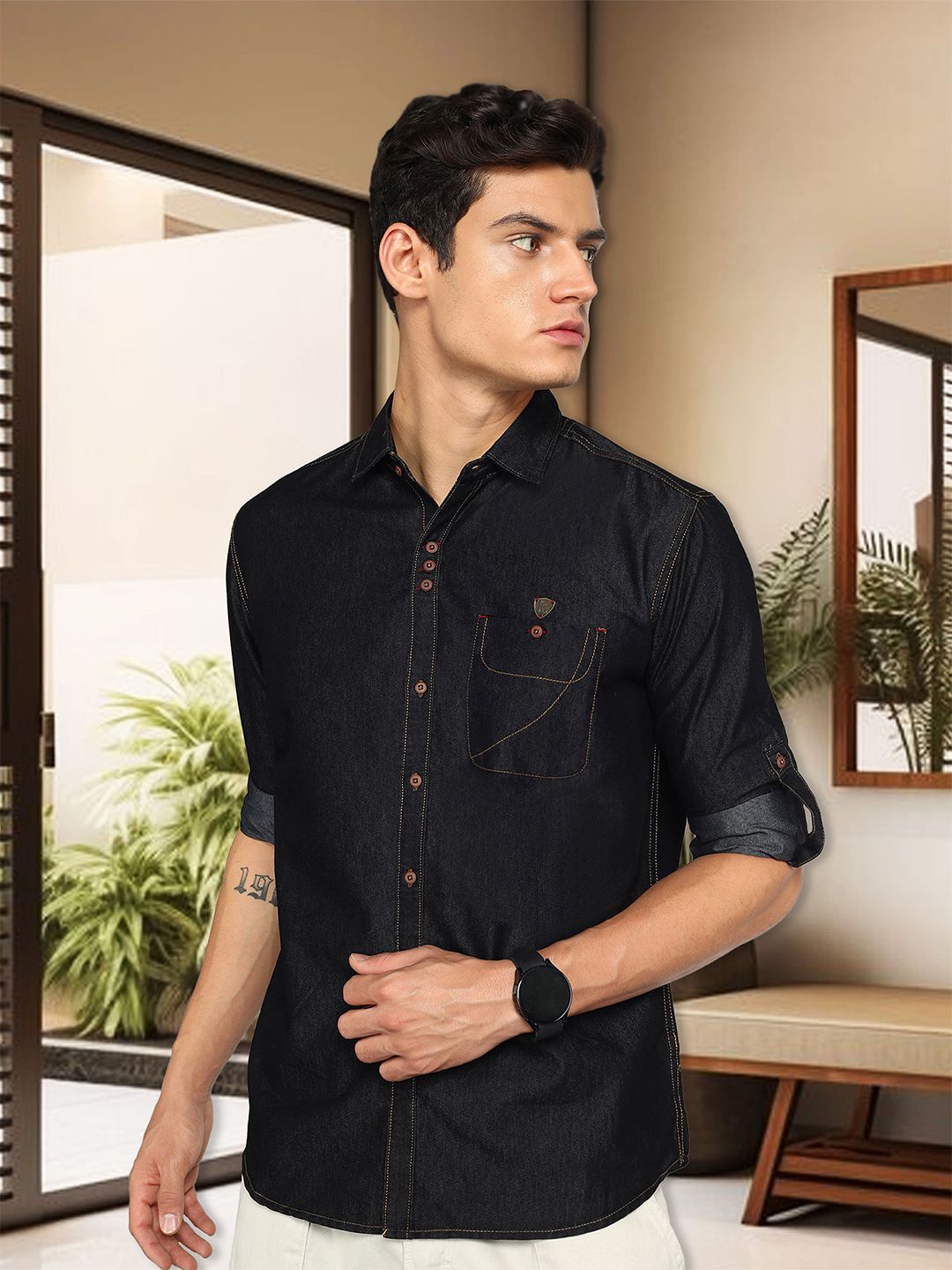Kuons Avenue Men Smart Slim Fit Opaque Casual Shirt