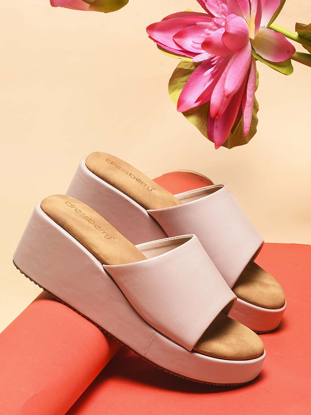 DressBerry PU Party Platform Mules Heels