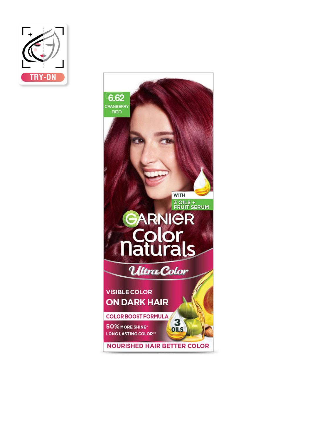 Garnier Color Naturals Ultracolor Nourished Hair Color 55ml+50g - Cranberry Red 6.62