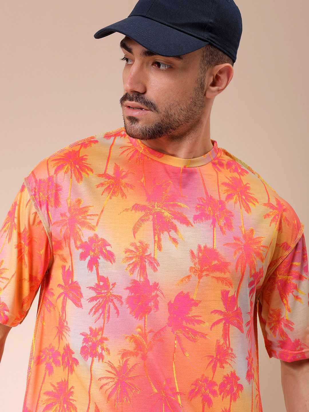 The Indian Garage Co Men Tie and Dye Round Neck Oversized T-shirt