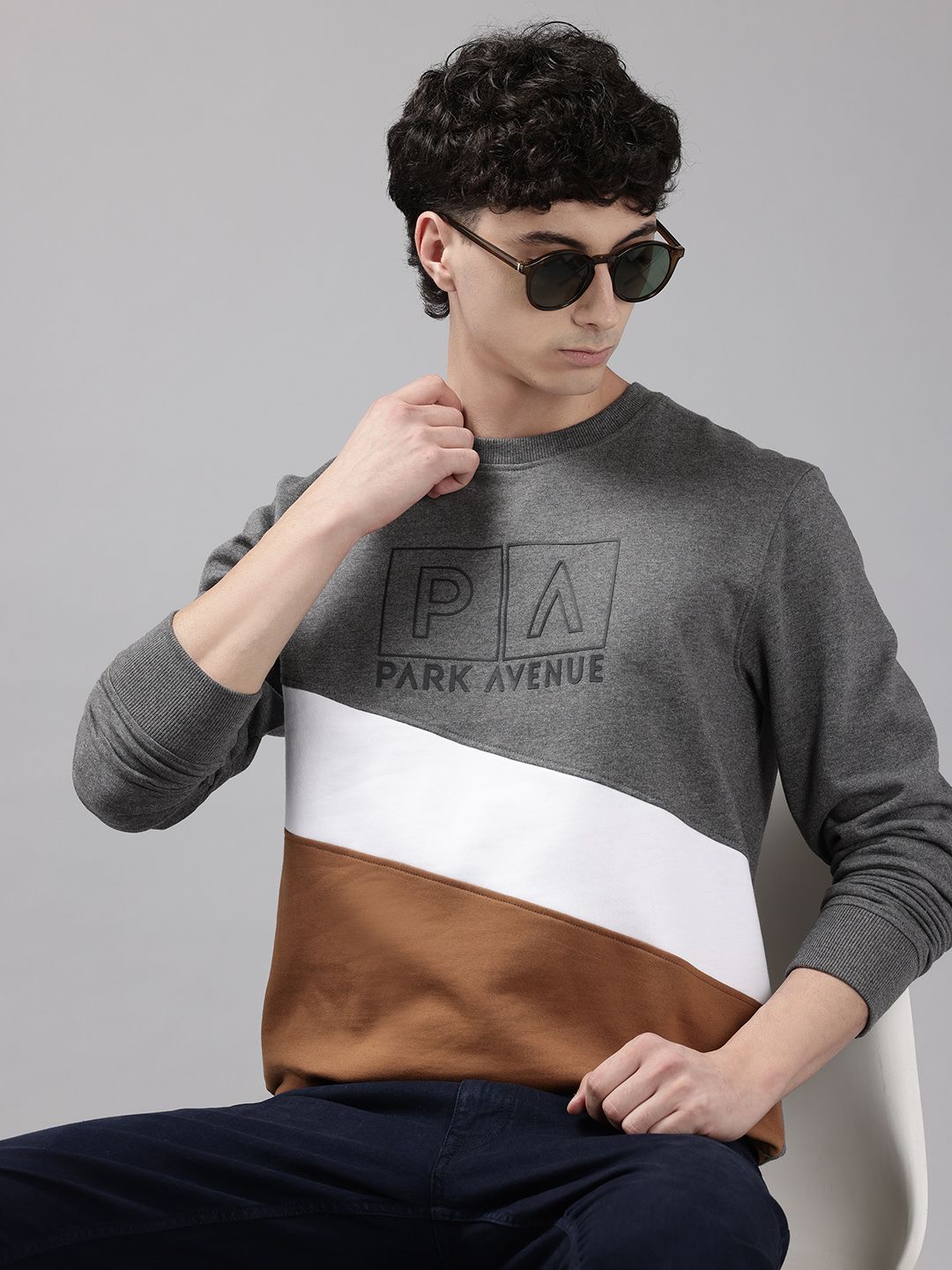 Park Avenue Men Colourblocked Sweatshirt