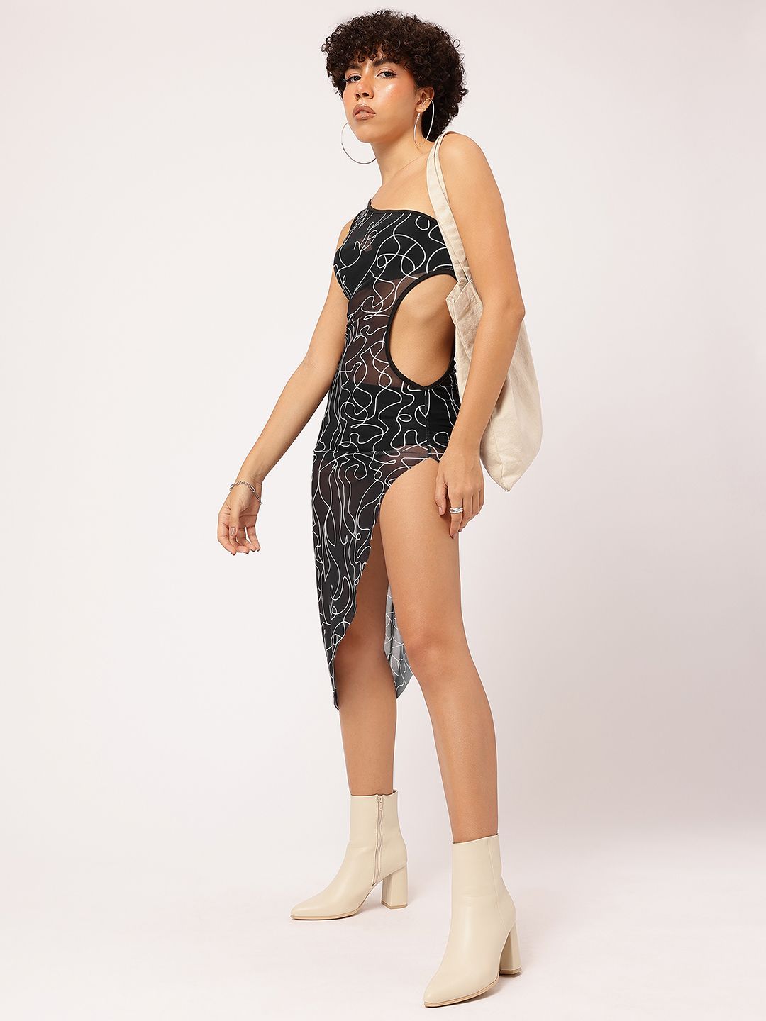 Buy DressBerry X fwd Scribbled Cut-Out Vortex Rebel Sheer Bodycon
