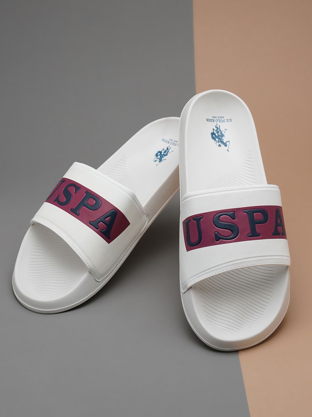U.S. Polo Assn. Harvey 6.0 White comfort Sliders