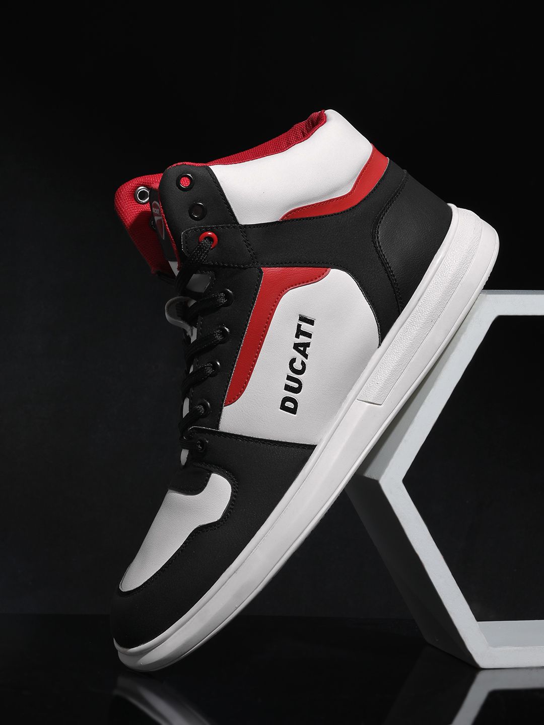 Ducati Men Mid-Top Colourblocked Sneakers