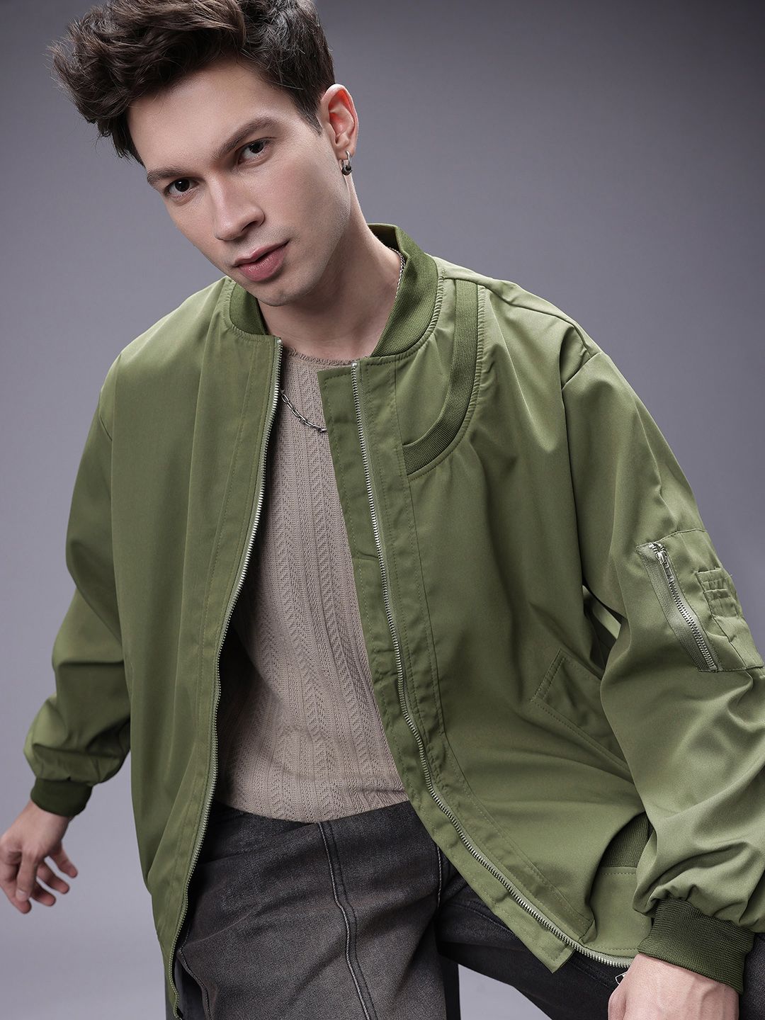 SOKO STREET Gathered Detail Bomber Jacket