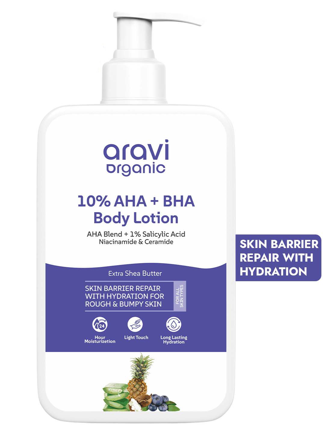 Aravi Organic 10% AHA Blend + 1% Salicylic Acid Light Touch & Non Sticky Body Lotion 200ml