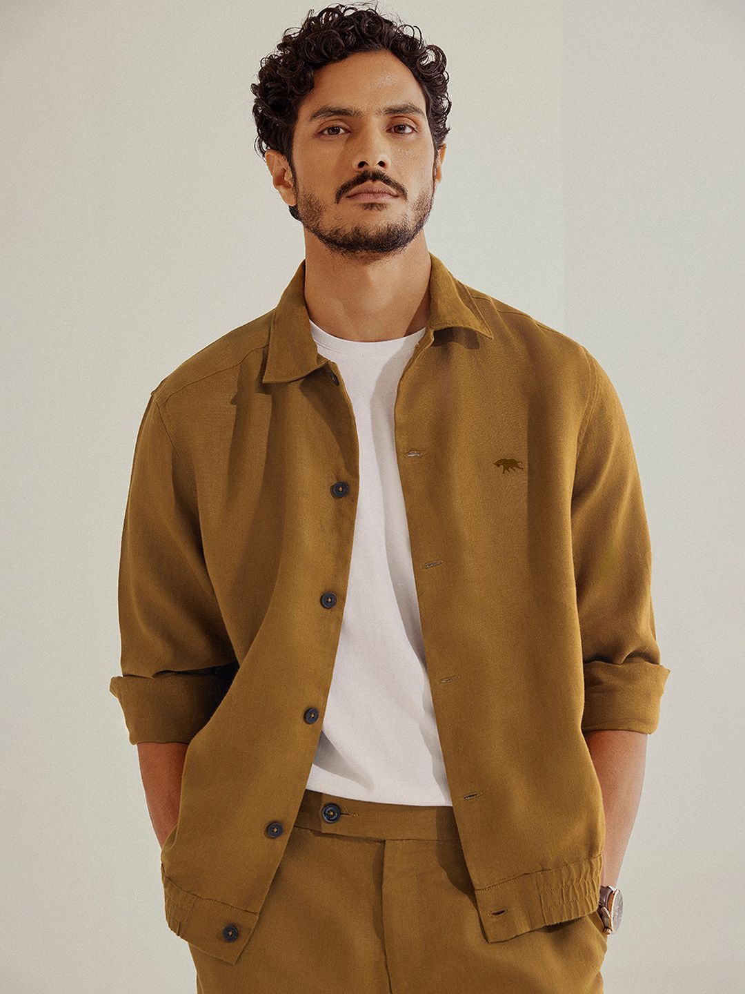 Andamen Casual Men Solid Spread Collar Bomber Jacket