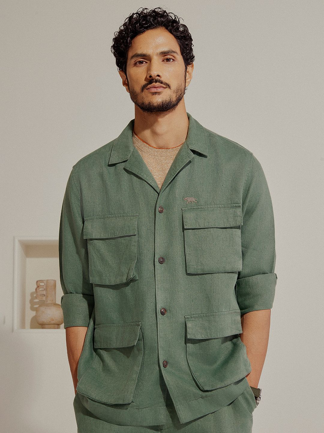 Andamen Rise Men Solid Spread Collar Casual Jacket