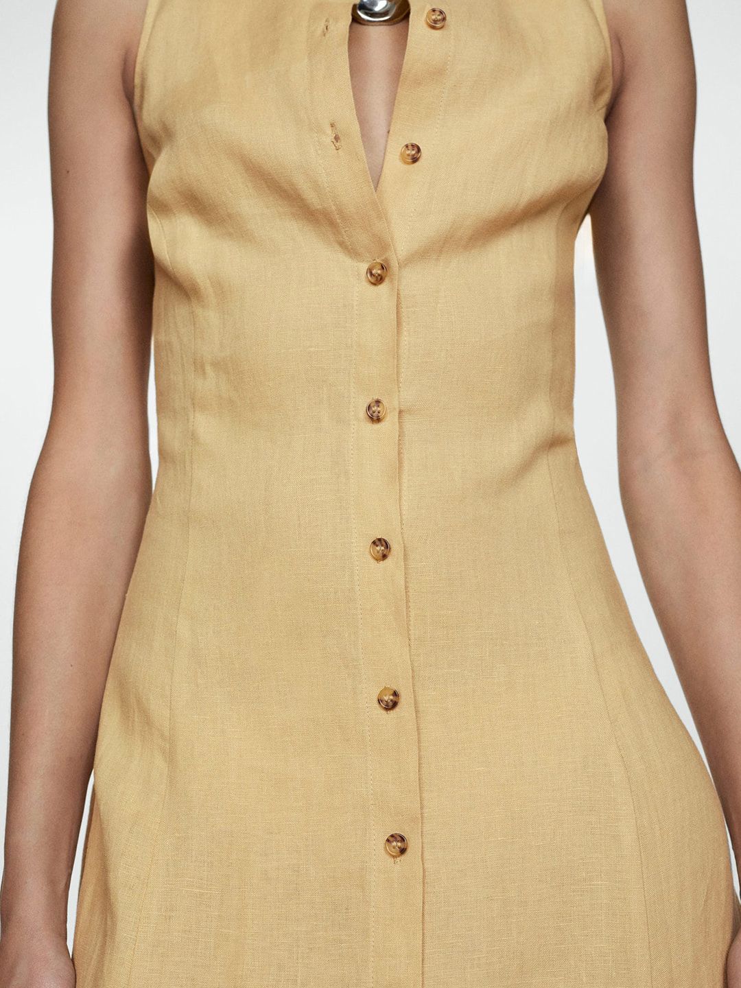 chinese dress ladies Women's Mango Yellow Soho Linen Shirt Dress S