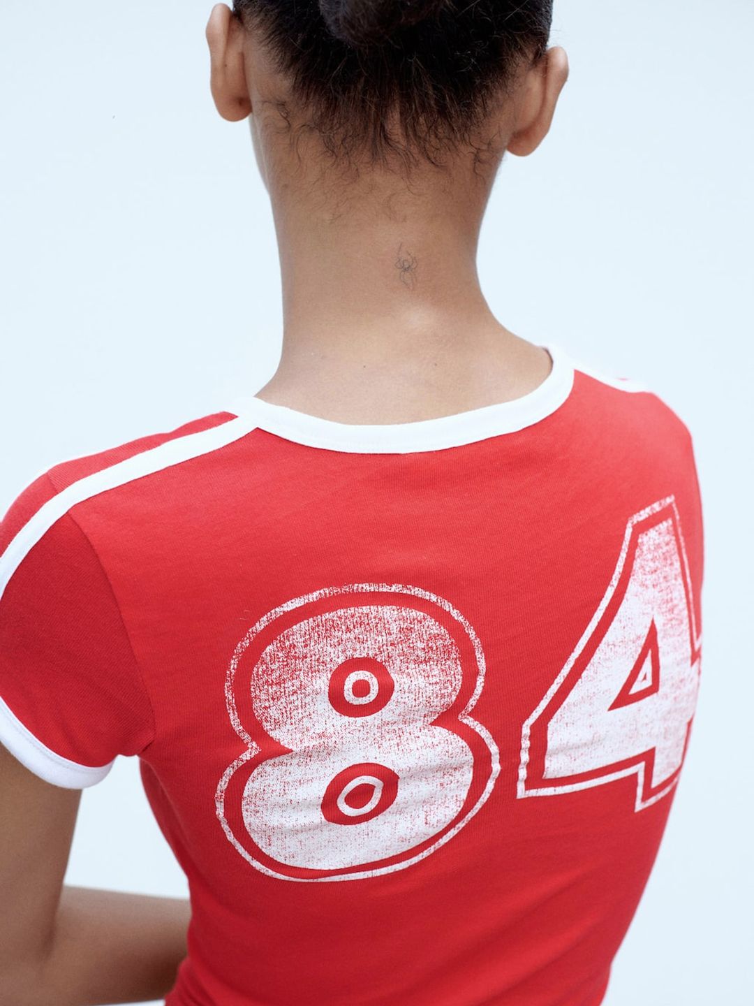Back Print Pure Cotton Cropped Slim Fit T-shrit