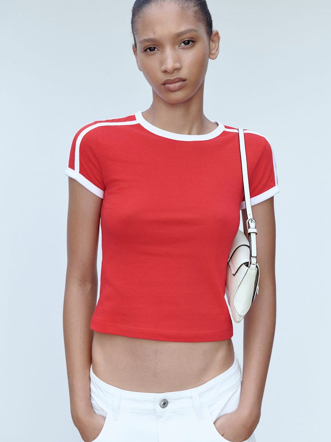 Back Print Pure Cotton Cropped Slim Fit T-shrit