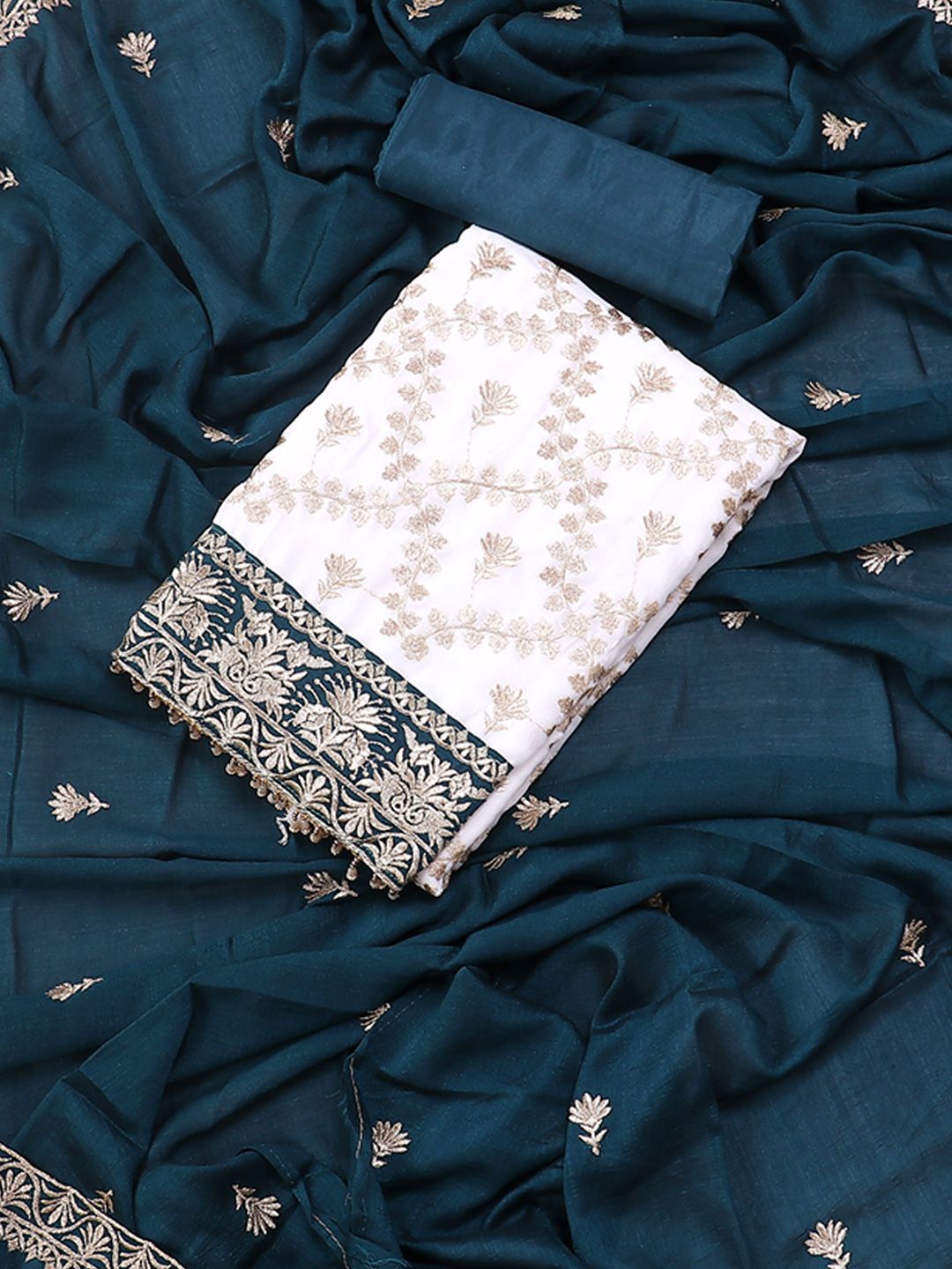 SALWAR STUDIO Embroidered Silk Georgette Unstitched Dress Material