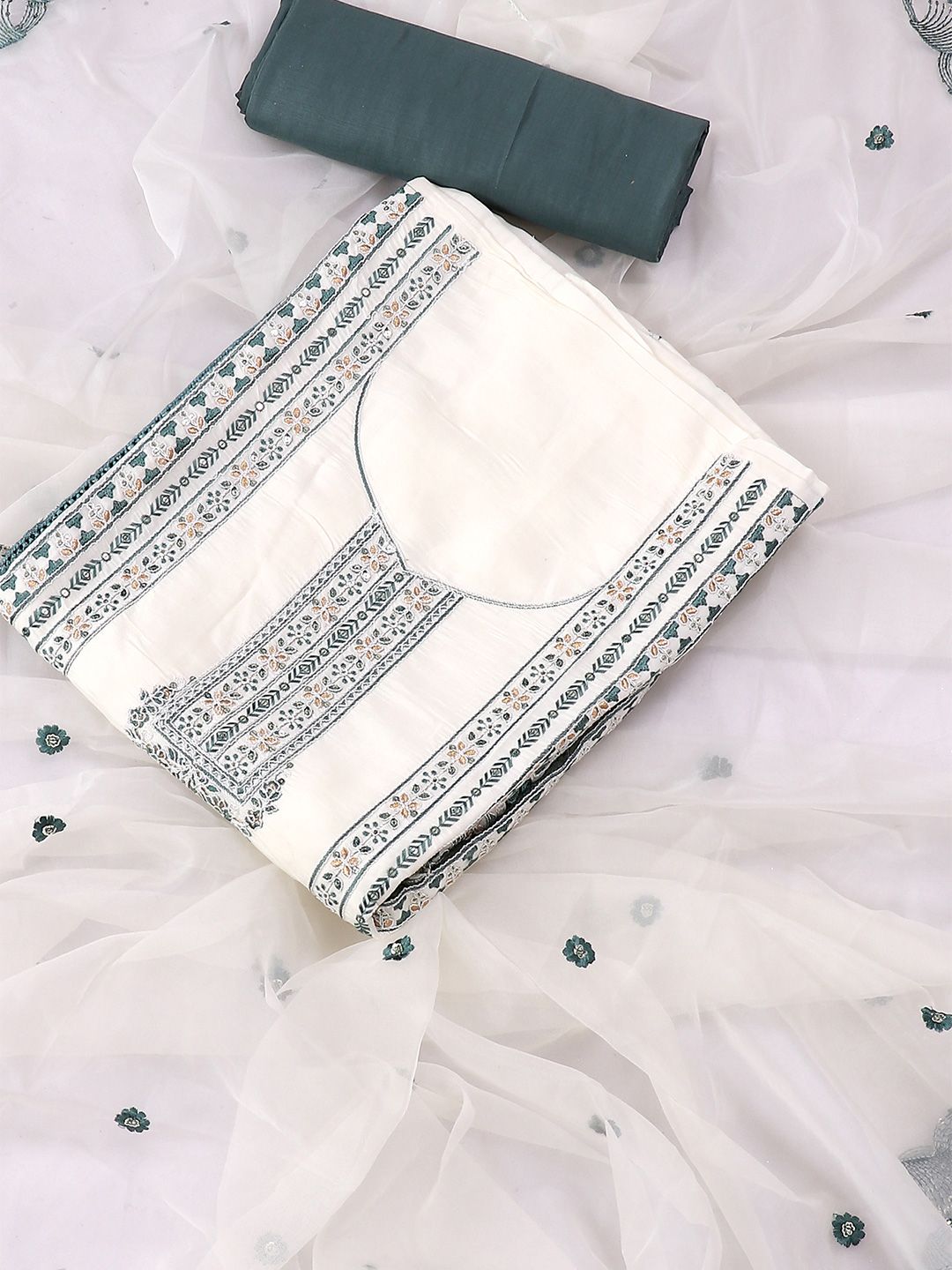 SALWAR STUDIO Embroidered Pure Silk Unstitched Dress Material