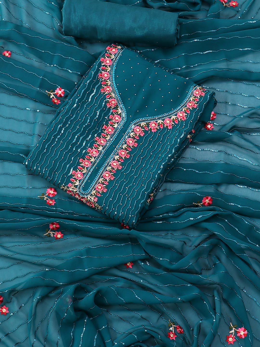 SALWAR STUDIO Embellished Unstitched Dress Material