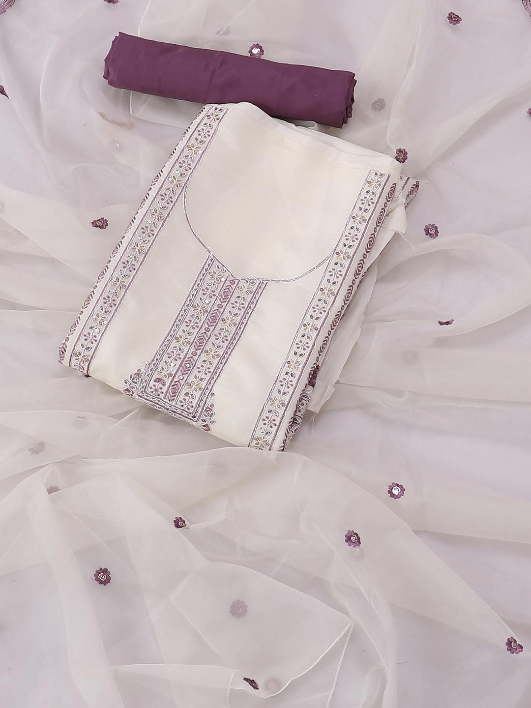 SALWAR STUDIO Embroidered Pure Silk Unstitched Dress Material