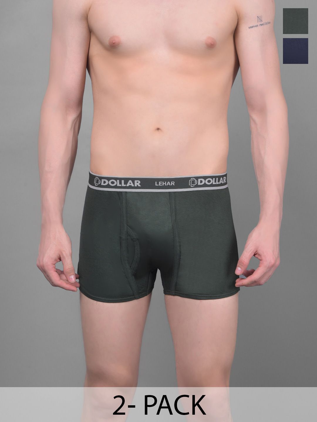 Dollar Lehar Mens Combed Cotton Trunk - Pack of 2 - Assorted