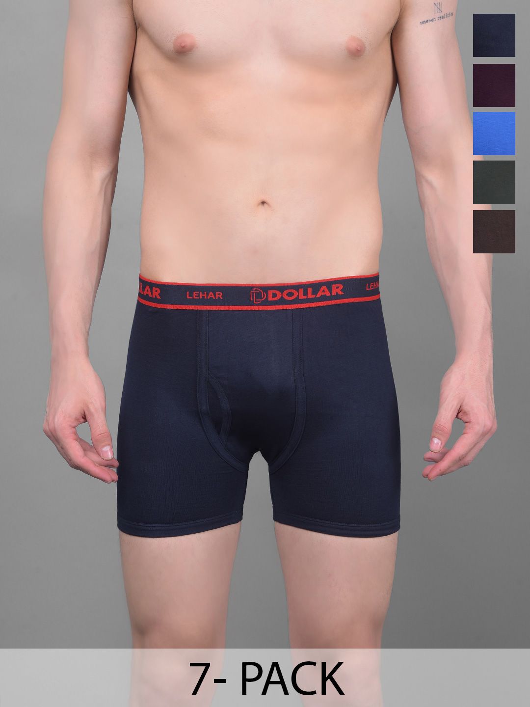 Dollar Lehar Mens Combed Cotton Trunk - Pack of 7 - Assorted